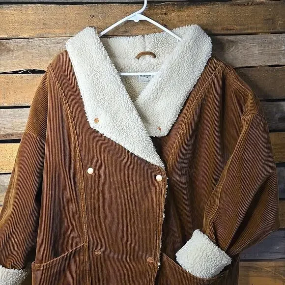 Wrangler Corduroy Ranch Coat Women's Large Sherpa Lined - Picture 1 of 11